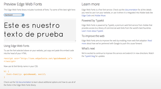añadir adobe edge fonts a mi página web adobe edge fonts