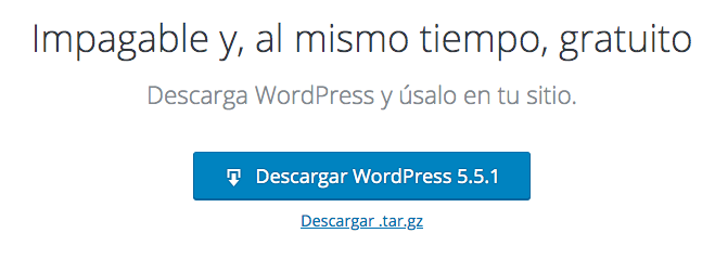 Descarga WordPress en español desde la página oficial de WordPress