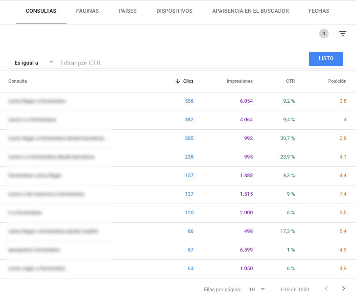 Consultas en Google Search Console