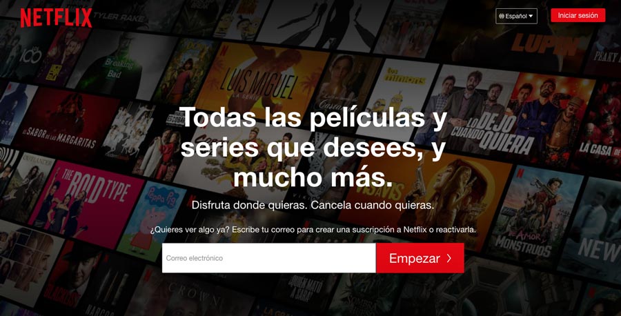 Ejemplo de Membership Site. Netflix.com