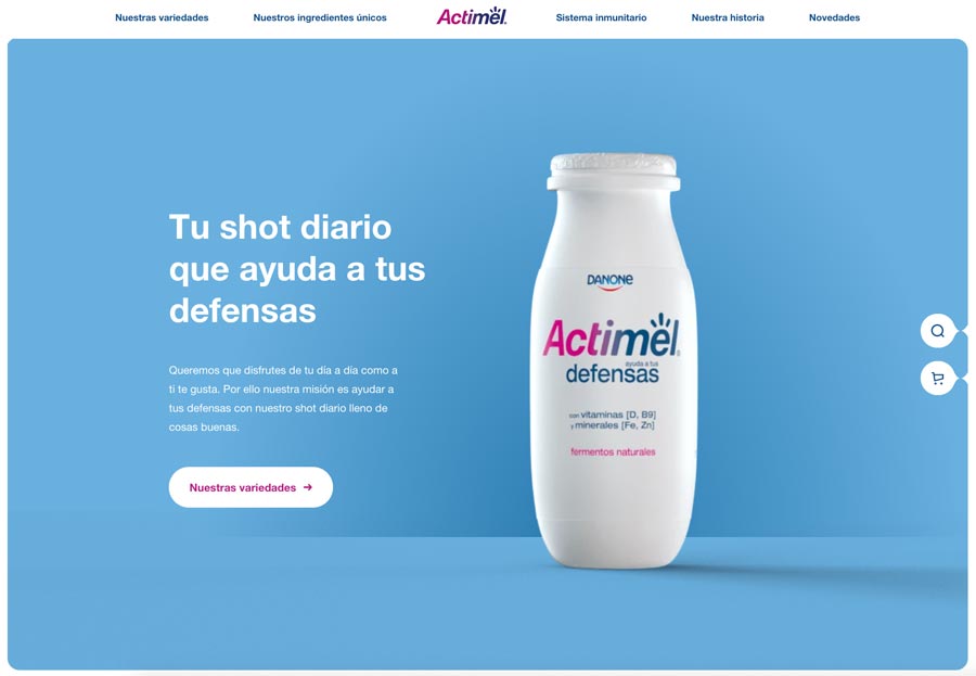 Ejemplo de página web corporativa. Actimel.es